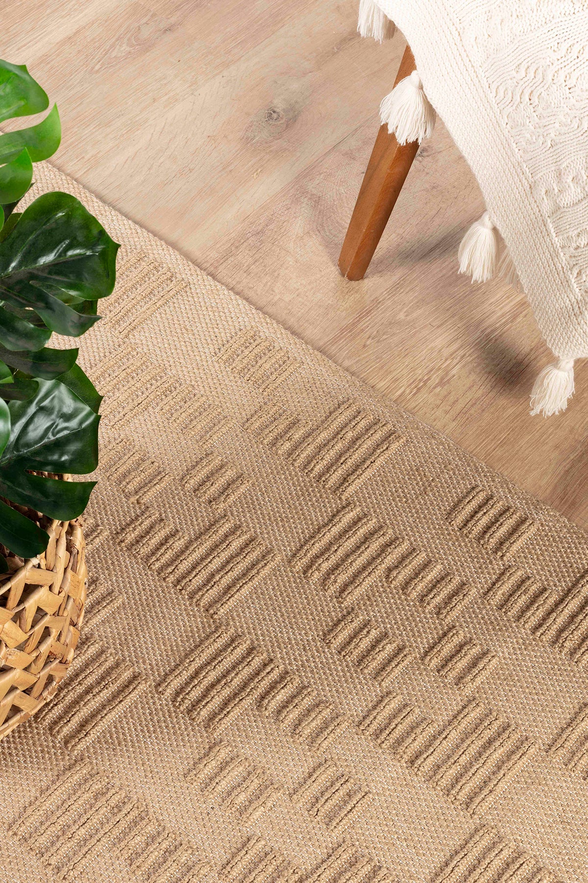 Natura 6664 %100 Doğal Jüt Kilim Bej Renkli Yumuşak Dokulu Şık Tasarımlı Kilim Modern Dokuma Kilim