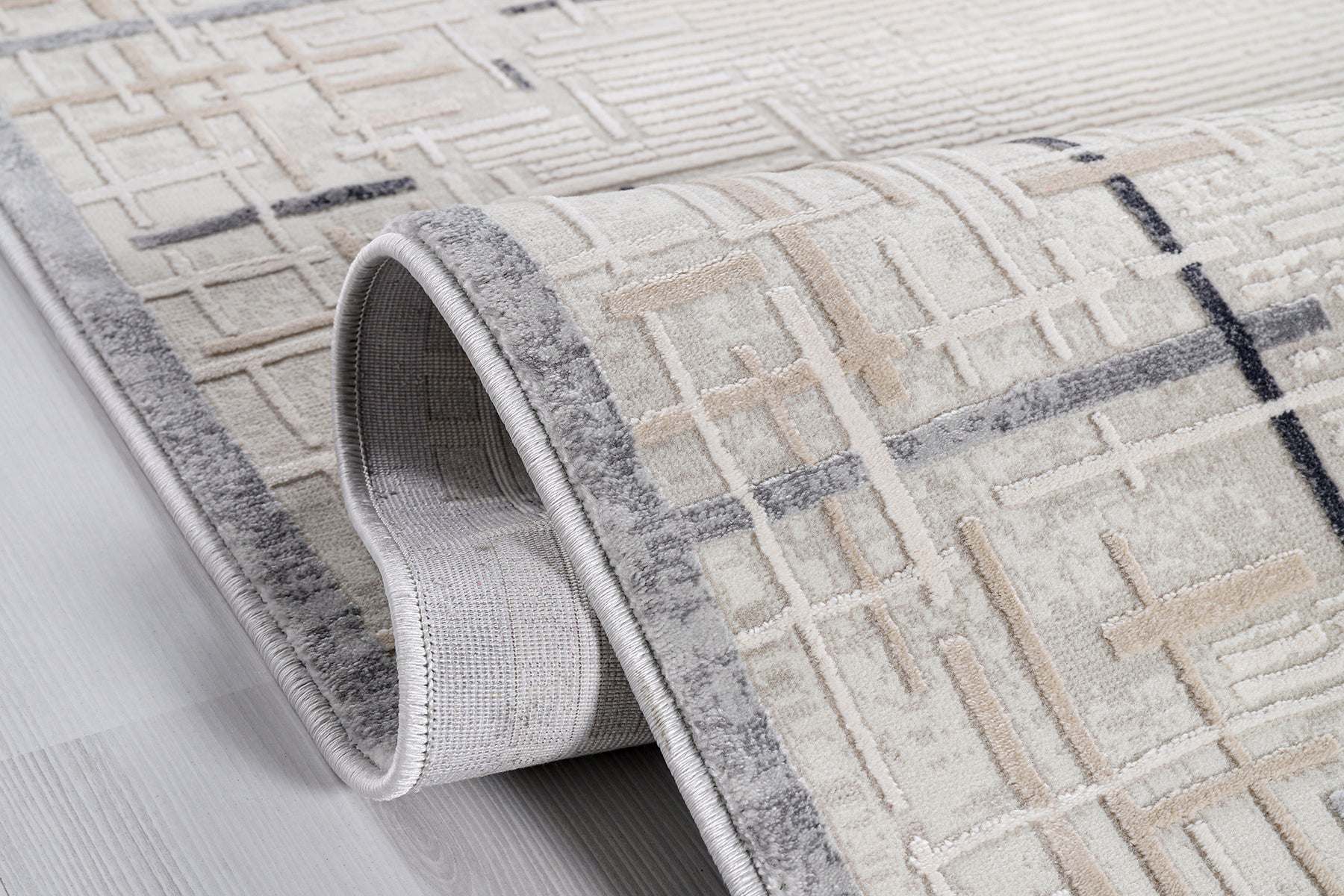 Nazende NZ001 Beige Soft Textured Living Room Kitchen Hallway Sitting Room Runner Rug Machine Made Carpet