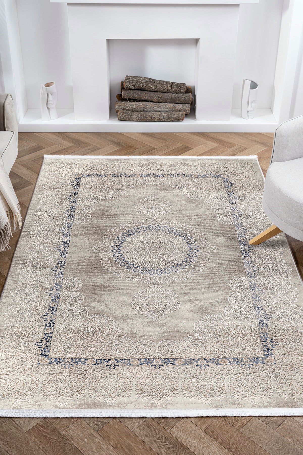 Nazende NZ002 Beige Soft Textured Living Room Kitchen Hallway Sitting Room Runner Rug Machine Made Carpet
