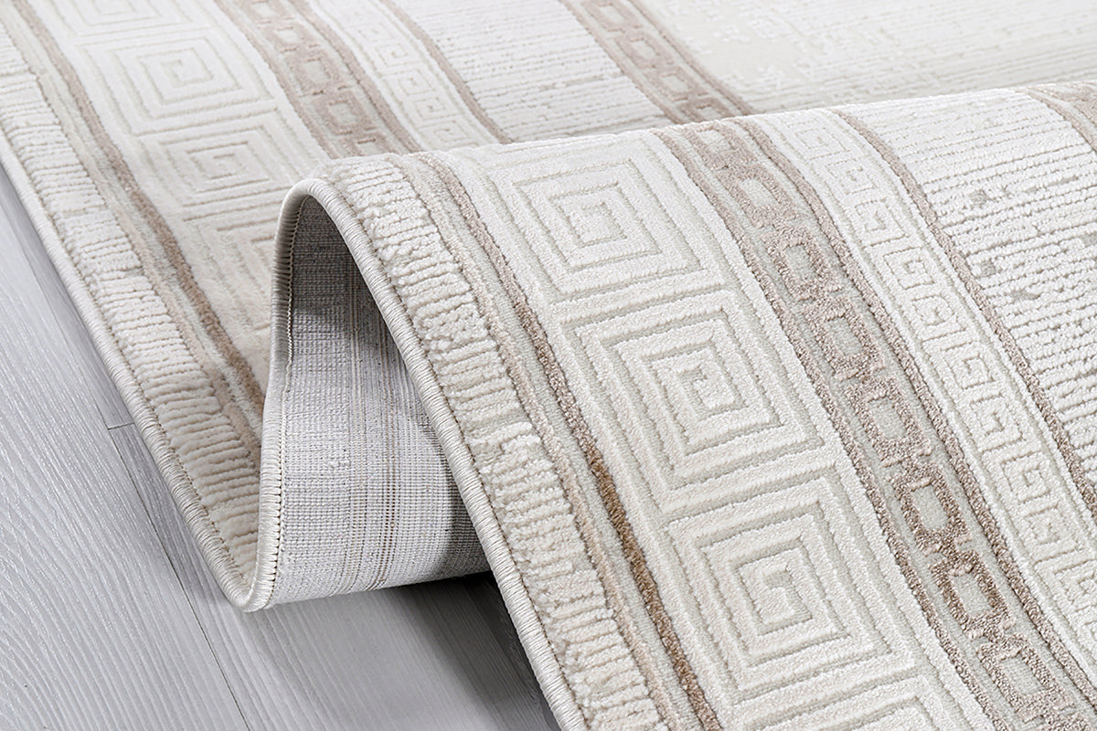 Nazende NZ003 Beige Soft Textured Living Room Kitchen Hallway Sitting Room Runner Rug Machine Made Carpet