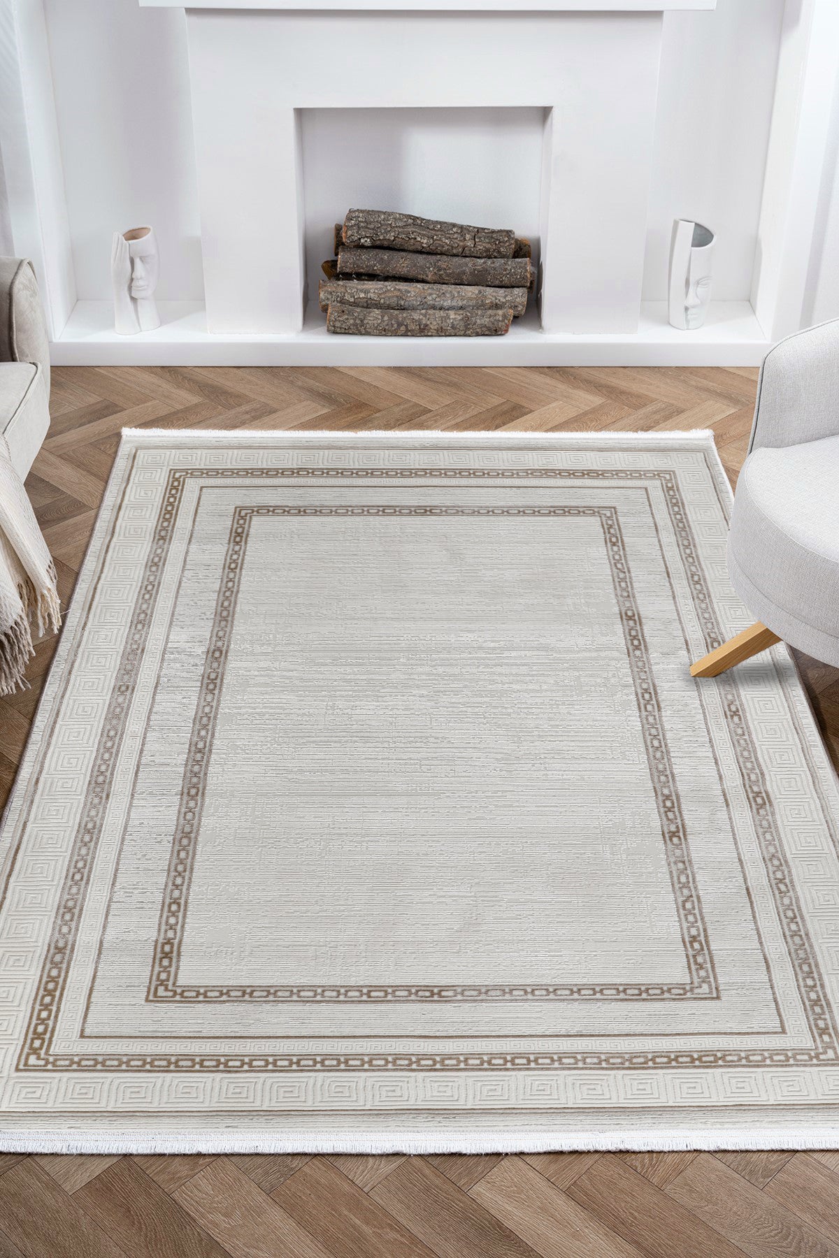 Nazende NZ003 Beige Soft Textured Living Room Kitchen Hallway Sitting Room Runner Rug Machine Made Carpet