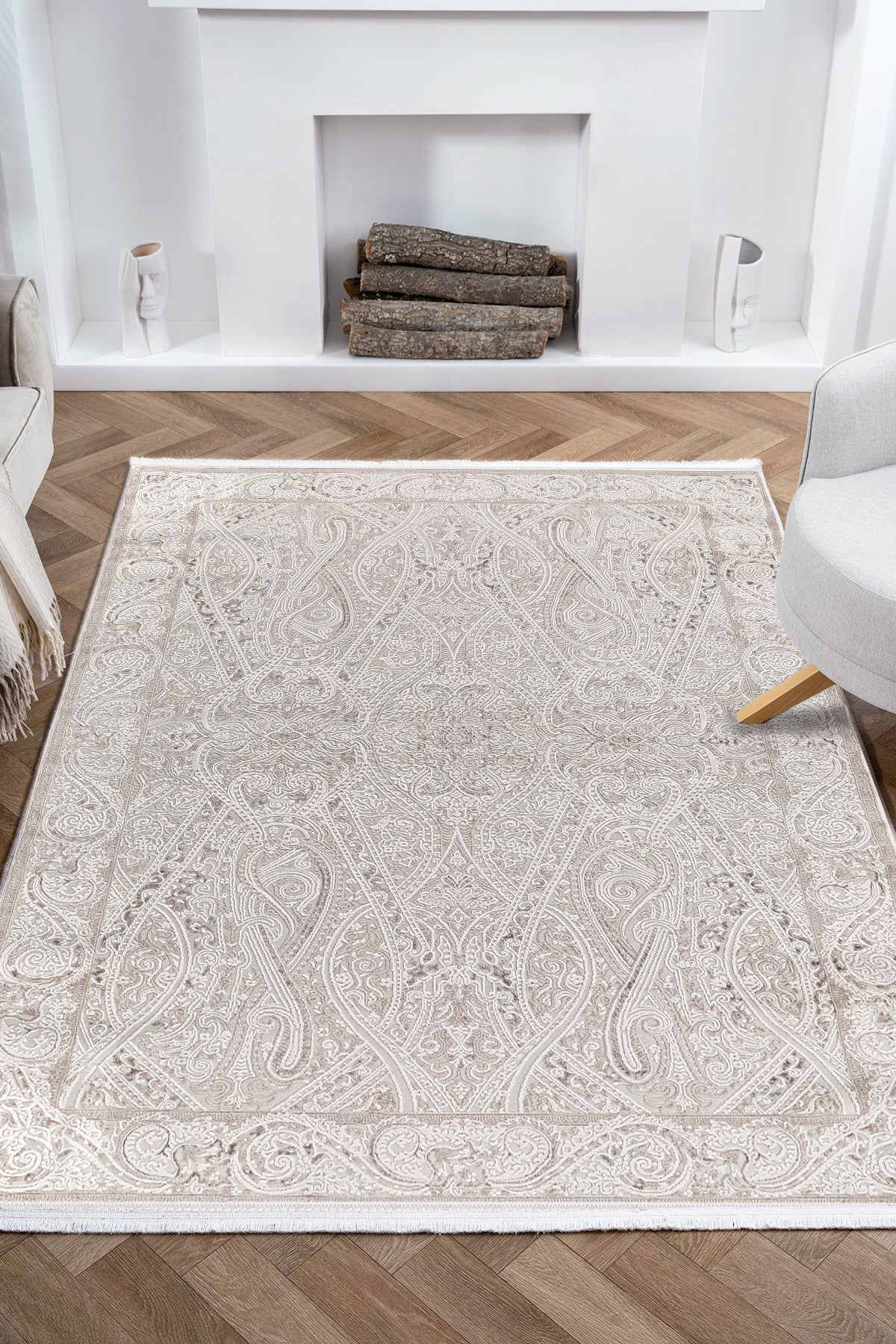 Nazende NZ005 Beige Soft Textured Living Room Kitchen Hallway Sitting Room Runner Rug Machine Made Carpet