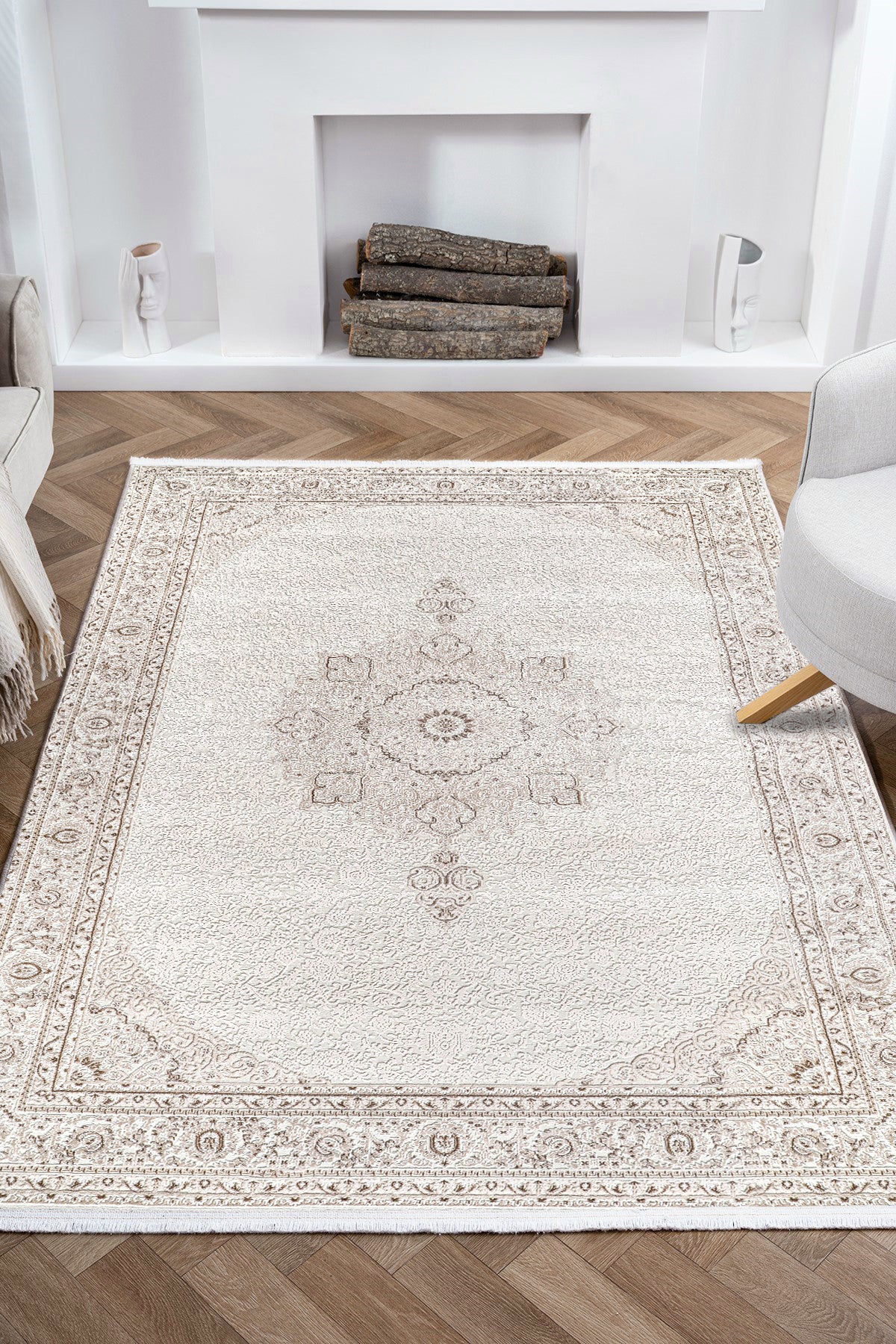 Nazende NZ007 Bej Yumuşak Dokulu Salon Mutfak Koridor Oturma Odası Yolluk Halı Makine Halısı