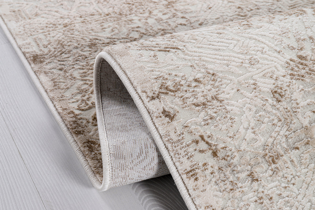 Nazende NZ009 Beige Soft Textured Living Room Kitchen Hallway Sitting Room Runner Rug Machine Made Carpet