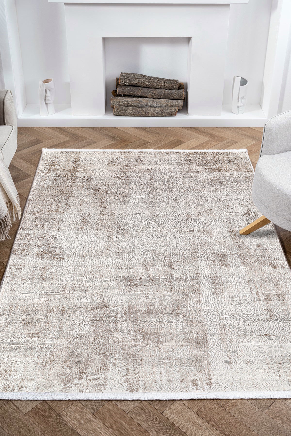 Nazende NZ009 Bej Yumuşak Dokulu Salon Mutfak Koridor Oturma Odası Yolluk Halı Makine Halısı