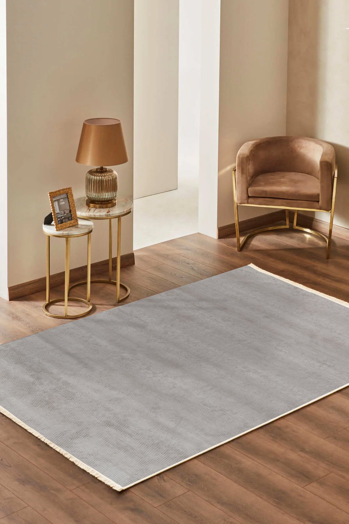 Nevv NV001 Beige Nicht fusselnder Läuferteppich für Wohnzimmer, Küche, Flur, Aufenthaltsraum