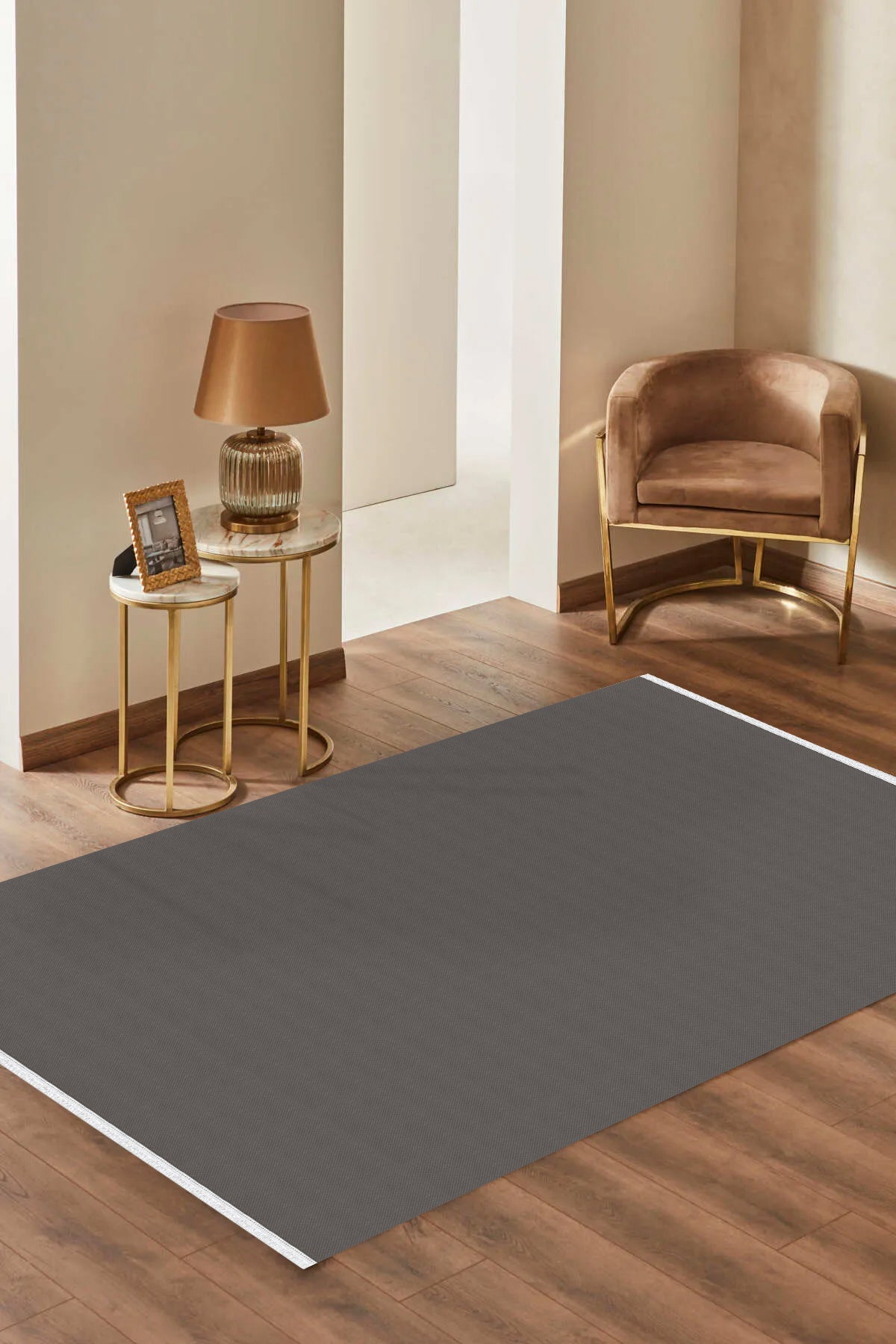 Nevv Nv005 Anthrazitfarbener, fusselfreier und staubabweisender Läufer für Wohnzimmer, Küche, Flur und Aufenthaltsraum