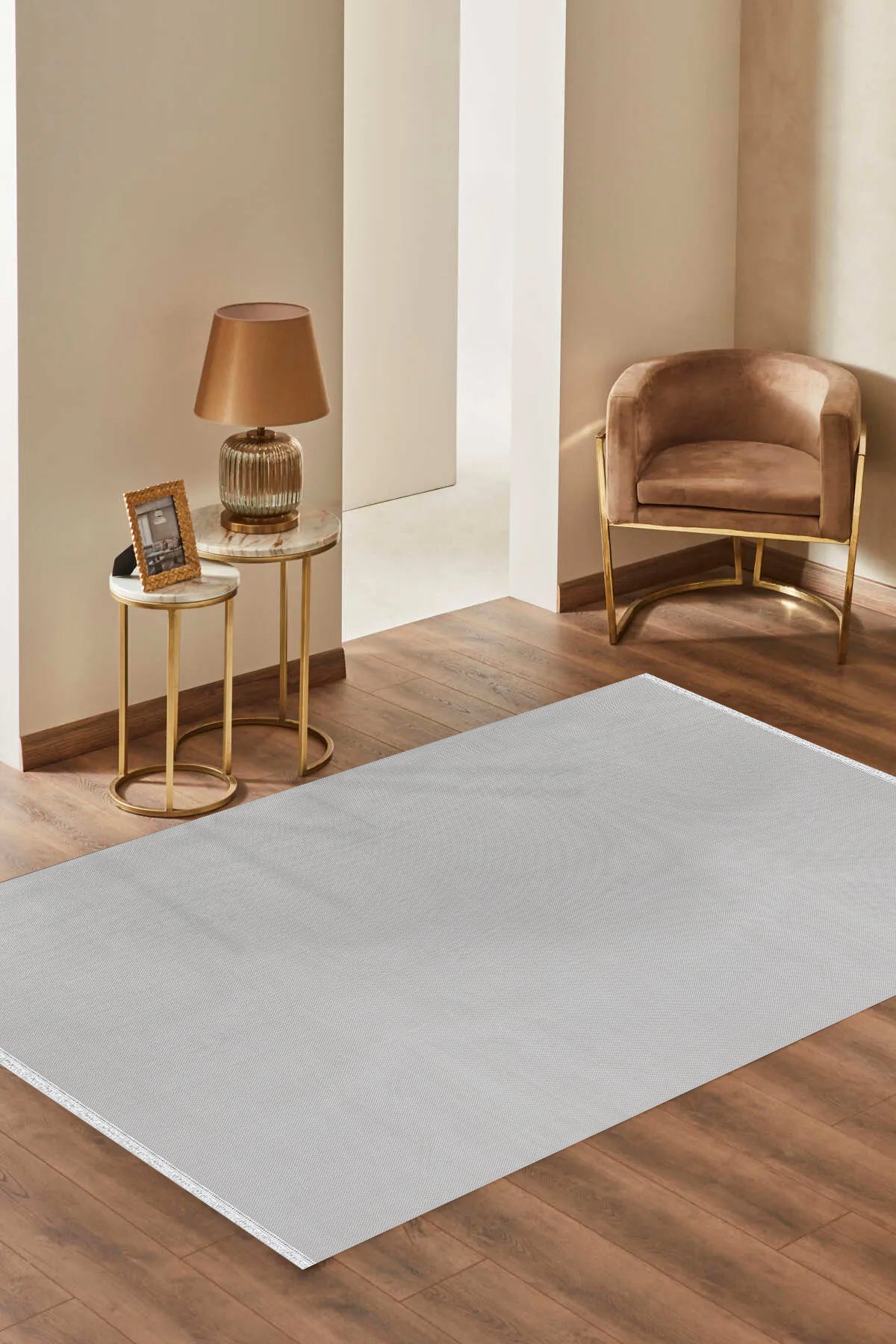 Nevv NV006 Weißer, fusselfreier und staubabweisender Läuferteppich für Wohnzimmer, Küche, Flur und Aufenthaltsraum