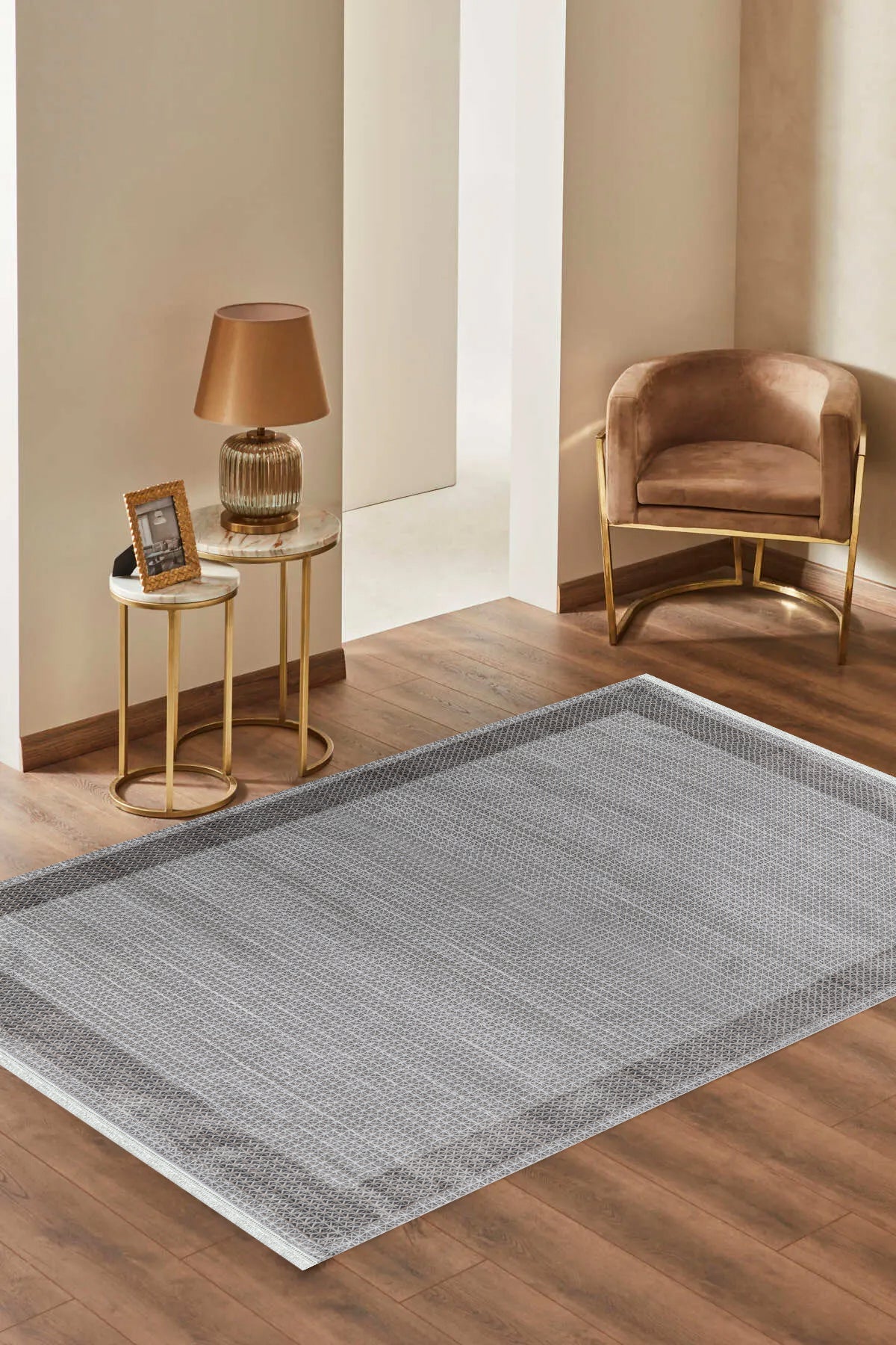 Nevv Nv007 Grauer, fusselfreier und staubabweisender Läuferteppich für Wohnzimmer, Küche, Flur und Aufenthaltsraum