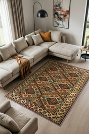 Orta Asya Tarihi Temalı Etnik Oturma Odası Halısı Yıkanabilir Salon Halısı