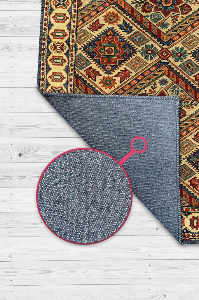 Orta Asya Tarihi Temalı Etnik Oturma Odası Halısı Yıkanabilir Salon Halısı