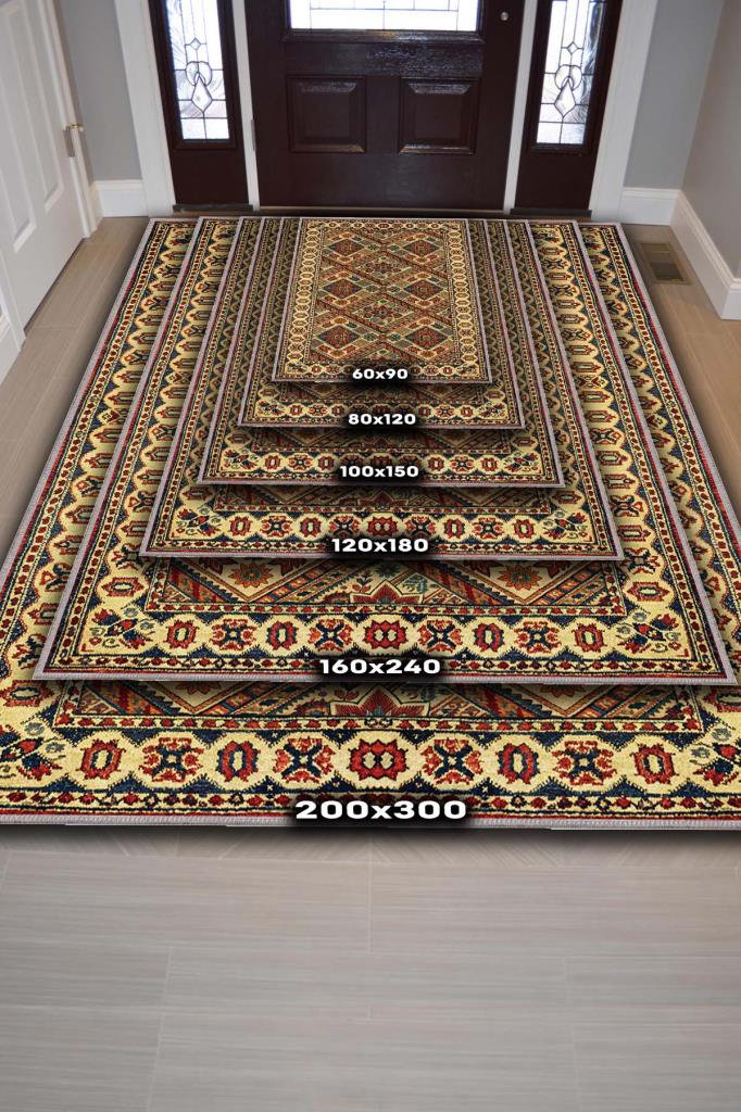 Orta Asya Tarihi Temalı Etnik Oturma Odası Halısı Yıkanabilir Salon Halısı