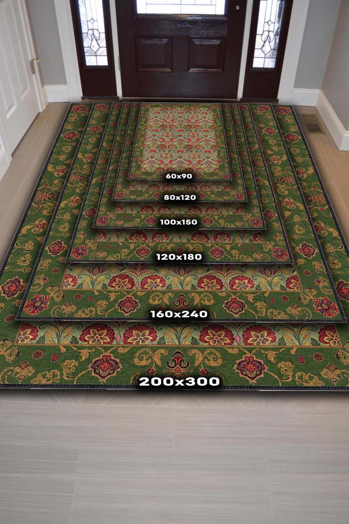 Osmanli Lale Bahçesi Desenli Maksimalist Oda Dekoru Halısı, Çiçekli Halı, Çok Renkli Geleneksel Halı