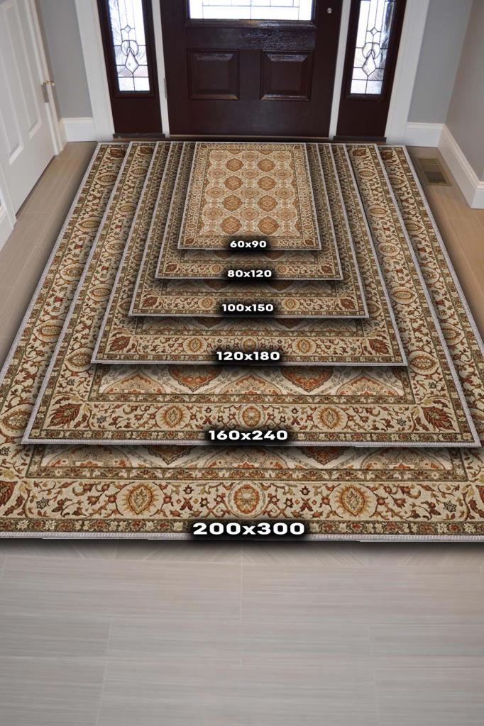 Osmanlı Türk Kültürü Desenli Klasik Oturma Odası Halısı, Kiremit Renli Halı, Makinede Yıkanabilir Madalyon Halı