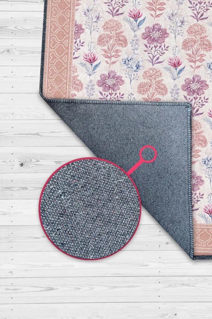 Pastel Renkli Çiçekli Halı, Çok Renkli Sıcak Renkli Otantik Oturma Odası Halısı