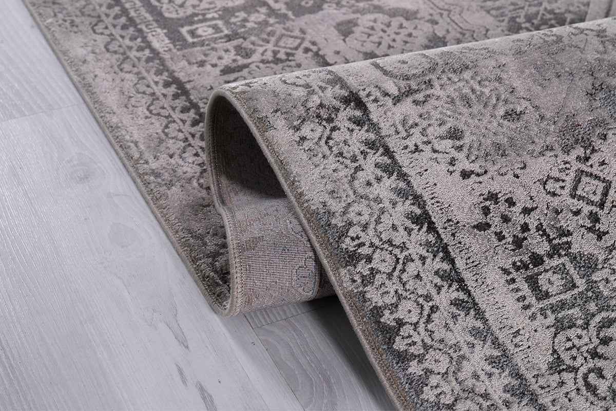 Poema PO009 Grey Durable Soft Textured Living Room Kitchen Hallway Sitting Room Runner Rug
