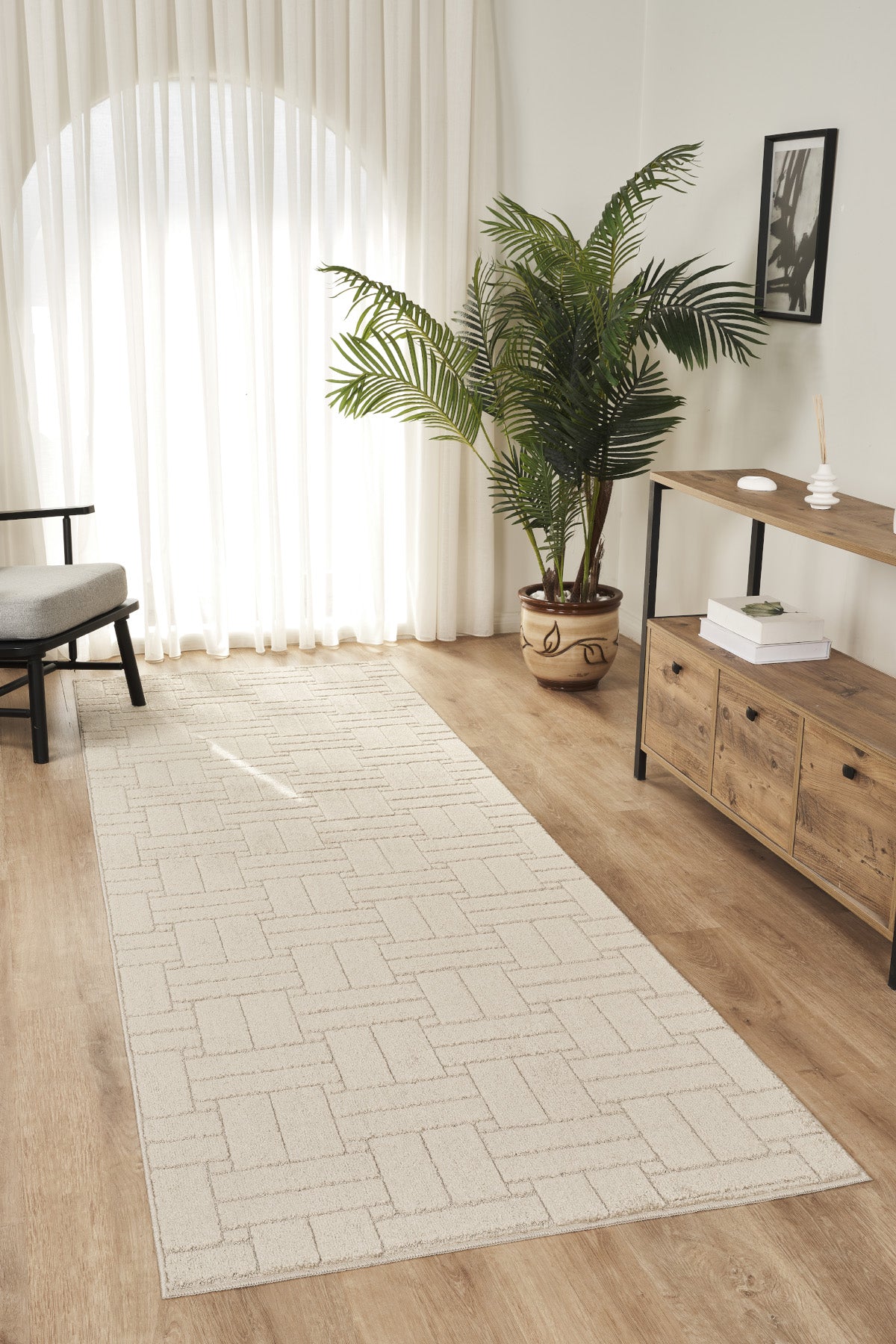 Rivon RN03 Krem Yumuşak Dokulu Kaymaz Taban Salon Mutfak Koridor Oturma Odası Yolluk Halı