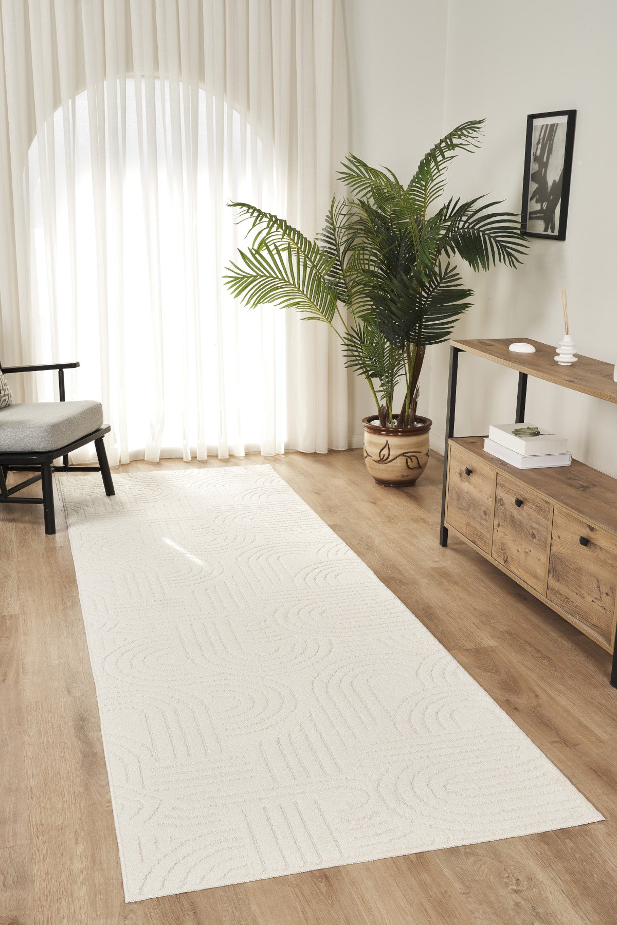 Rivon RN09 Krem Yumuşak Dokulu Kaymaz Taban Salon Mutfak Koridor Oturma Odası Yolluk Halı