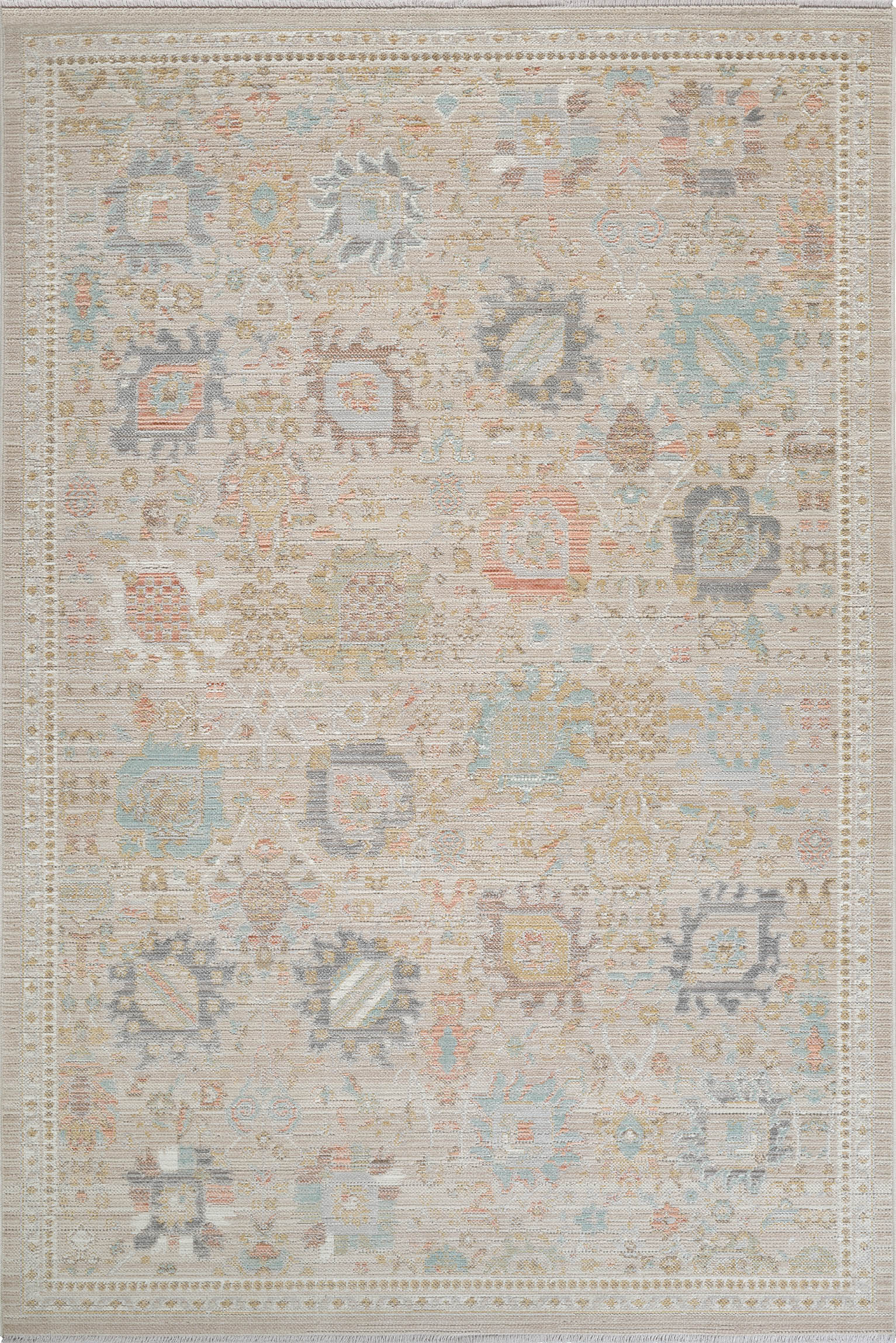 Rustik 2221 Klasik Vintage Salon Bej Country Mutfak Halısı Tozumaz Yumuşak Makine Halısı