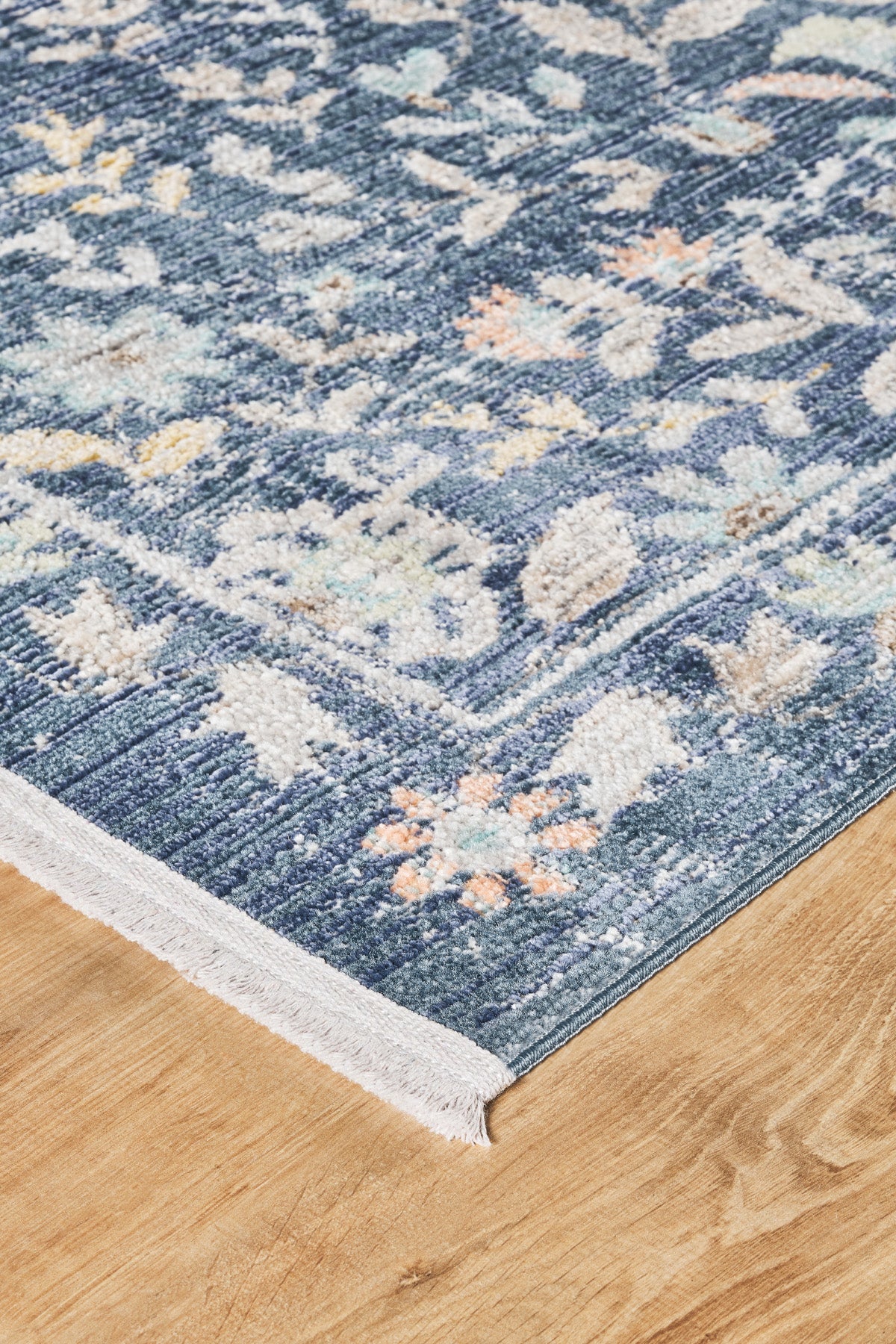 Rustik 2224 Klasik Vintage Salon Mavi Country Mutfak Halısı Tozumaz Yumuşak Makine Halısı