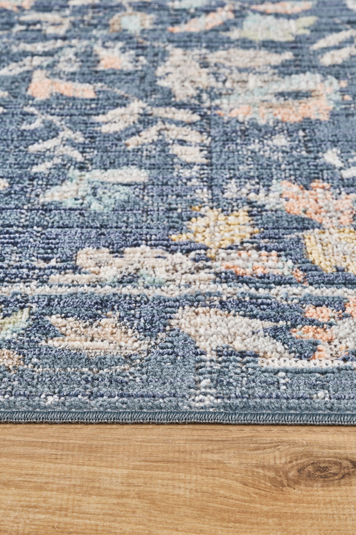 Rustik 2224 Klasik Vintage Salon Mavi Country Mutfak Halısı Tozumaz Yumuşak Makine Halısı