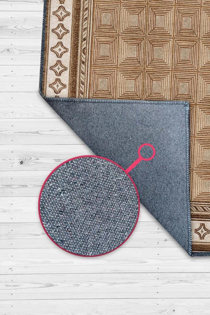 Rustik Halı, Ahşap Oda Dekoru İçin Yıkanabilir Minimlasit Halı, Bordürlü Gelneksel Halı