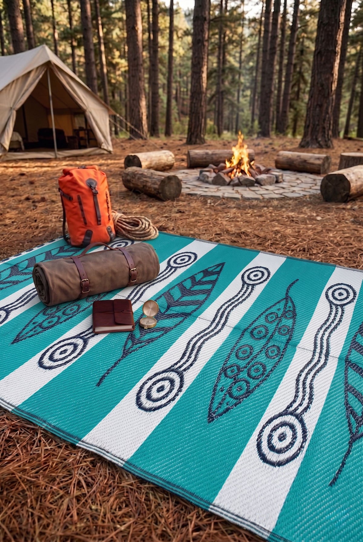Savana 8809 Beach Camping Picnic Garden Rug Balcony Terrace Woven Mat Savana Carpet