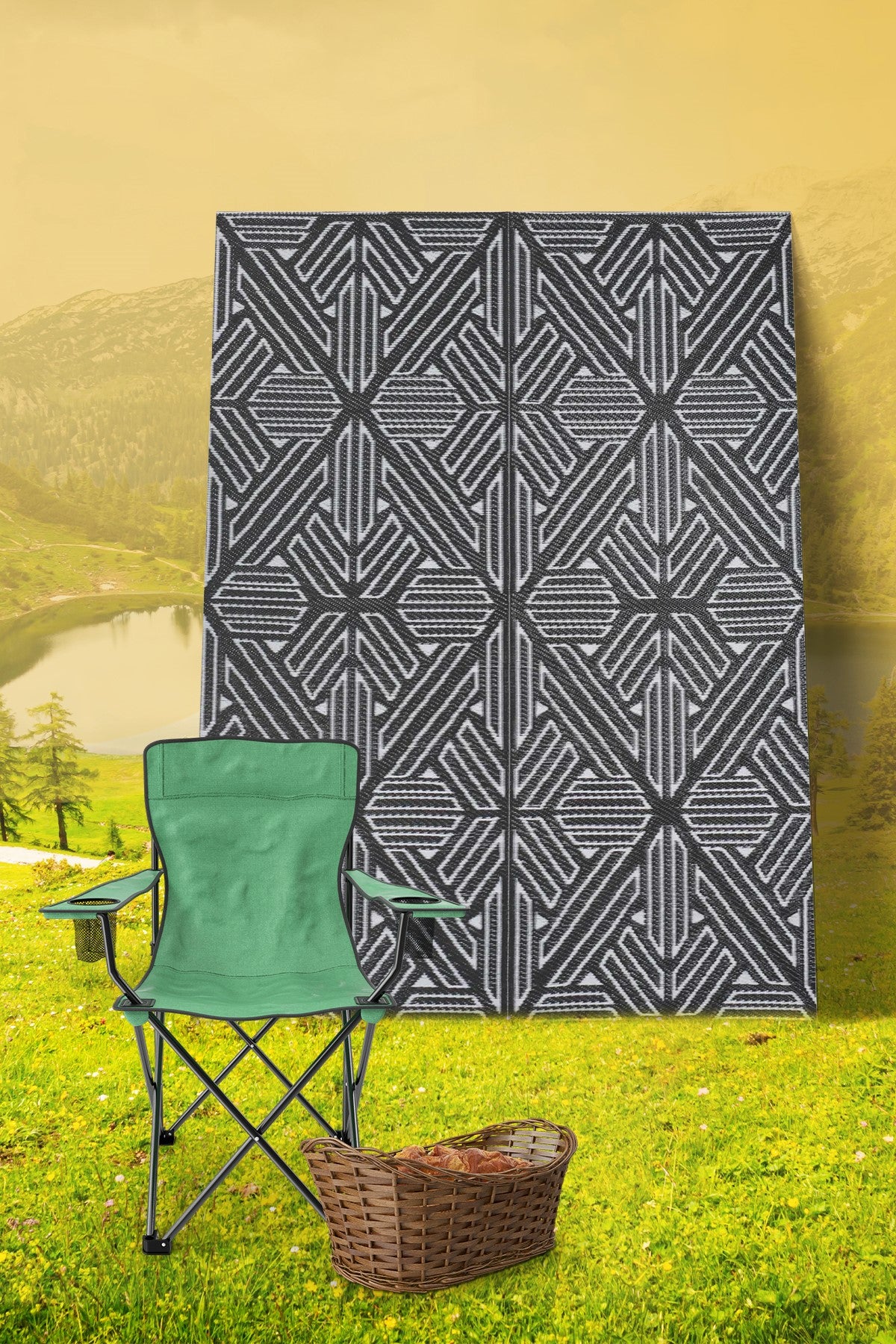 Savana 8814 Beach Camping Picnic Garden Rug Balcony Terrace Woven Mat Savana Carpet