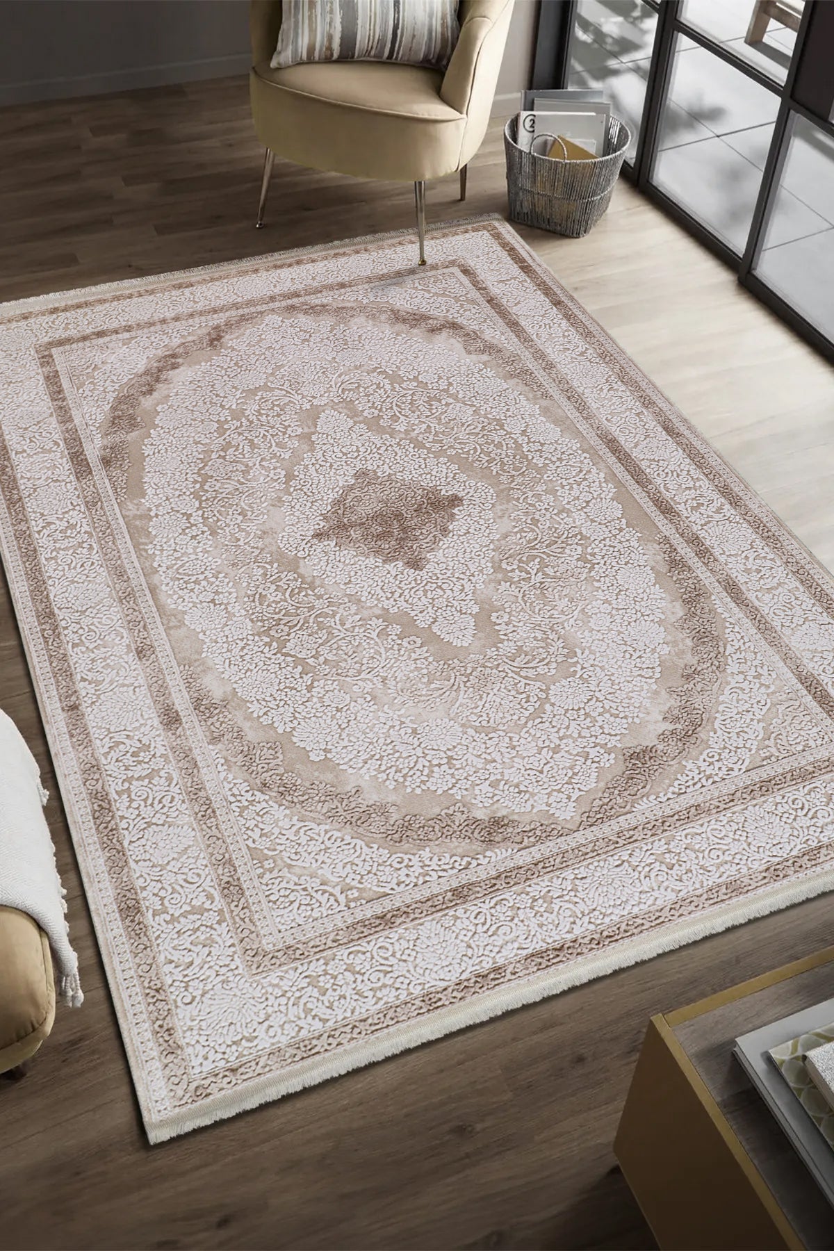 Serenat SE001 Krem-Kahve Uzun Ömürlü Yumuşak Dokulu Salon Mutfak Koridor Oturma Odası Yolluk Halı