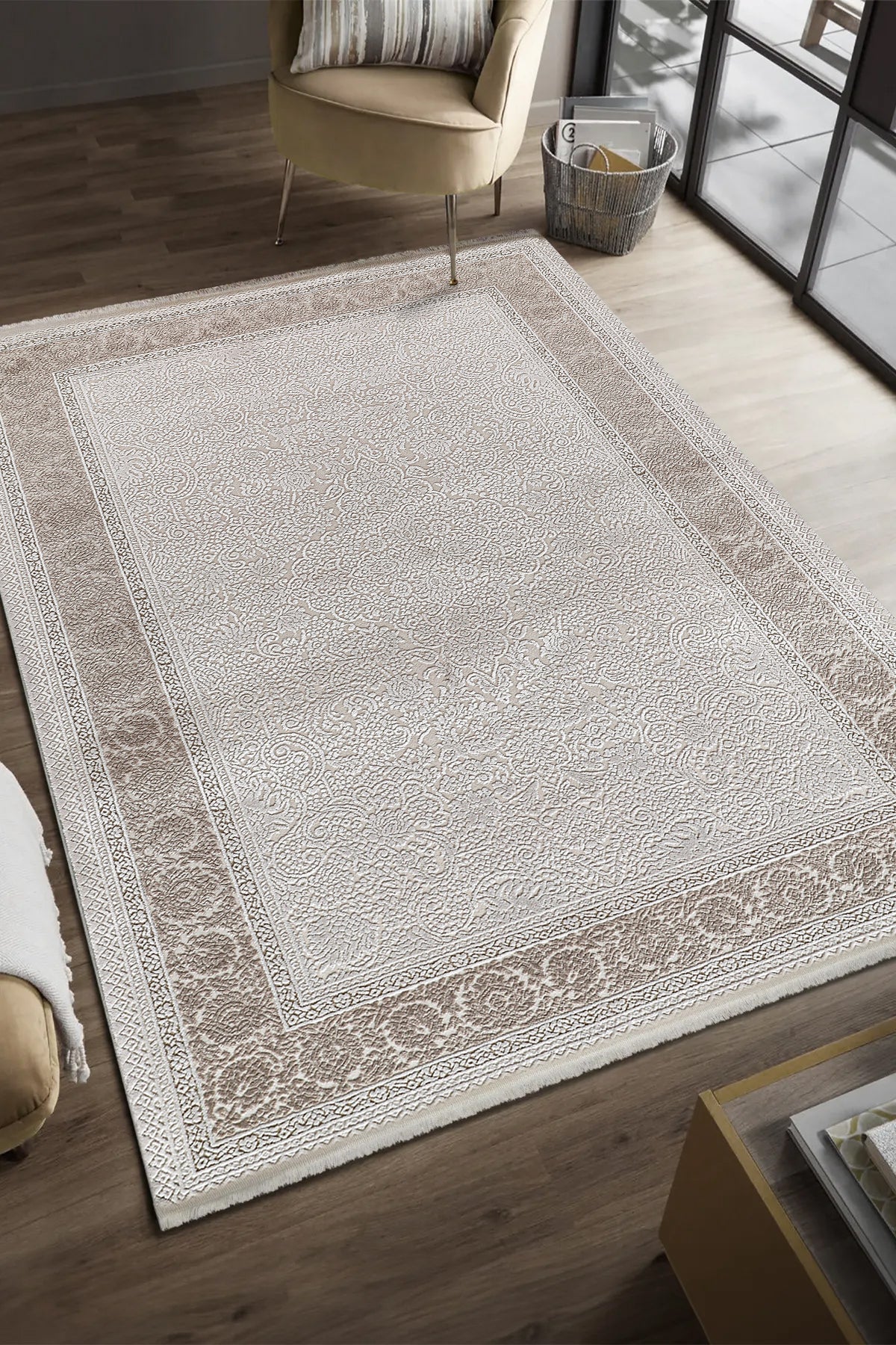 Serenat SE005 Krem-Kahve Uzun Ömürlü Yumuşak Dokulu Salon Mutfak Koridor Oturma Odası Yolluk Halı