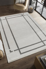 Serenat SE006 Krem-Antrasit Uzun Ömürlü Yumuşak Dokulu Salon Mutfak Koridor Oturma Odası Yolluk Halı