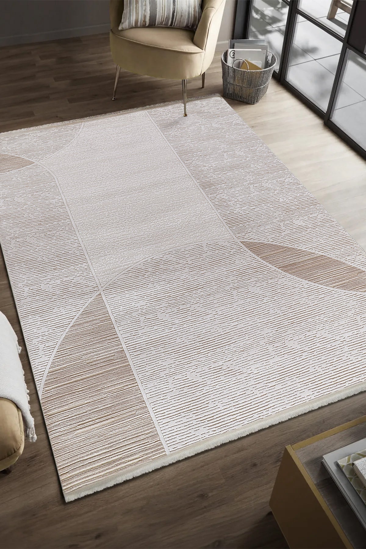 Serenat SE009 Krem-Bej Uzun Ömürlü Yumuşak Dokulu Salon Mutfak Koridor Oturma Odası Yolluk Halı