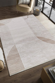 Serenat SE009 Krem-Bej Uzun Ömürlü Yumuşak Dokulu Salon Mutfak Koridor Oturma Odası Yolluk Halı