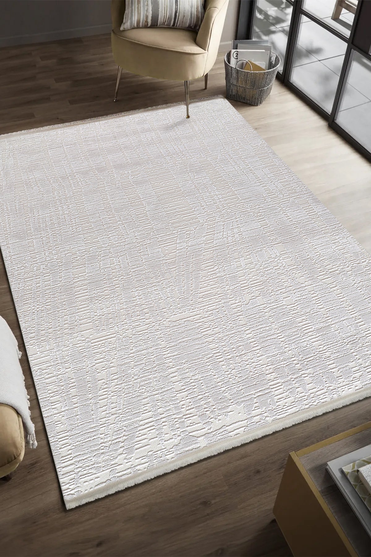 Serenat SE010 Beyaz Uzun Ömürlü Yumuşak Dokulu Salon Mutfak Koridor Oturma Odası Yolluk Halı