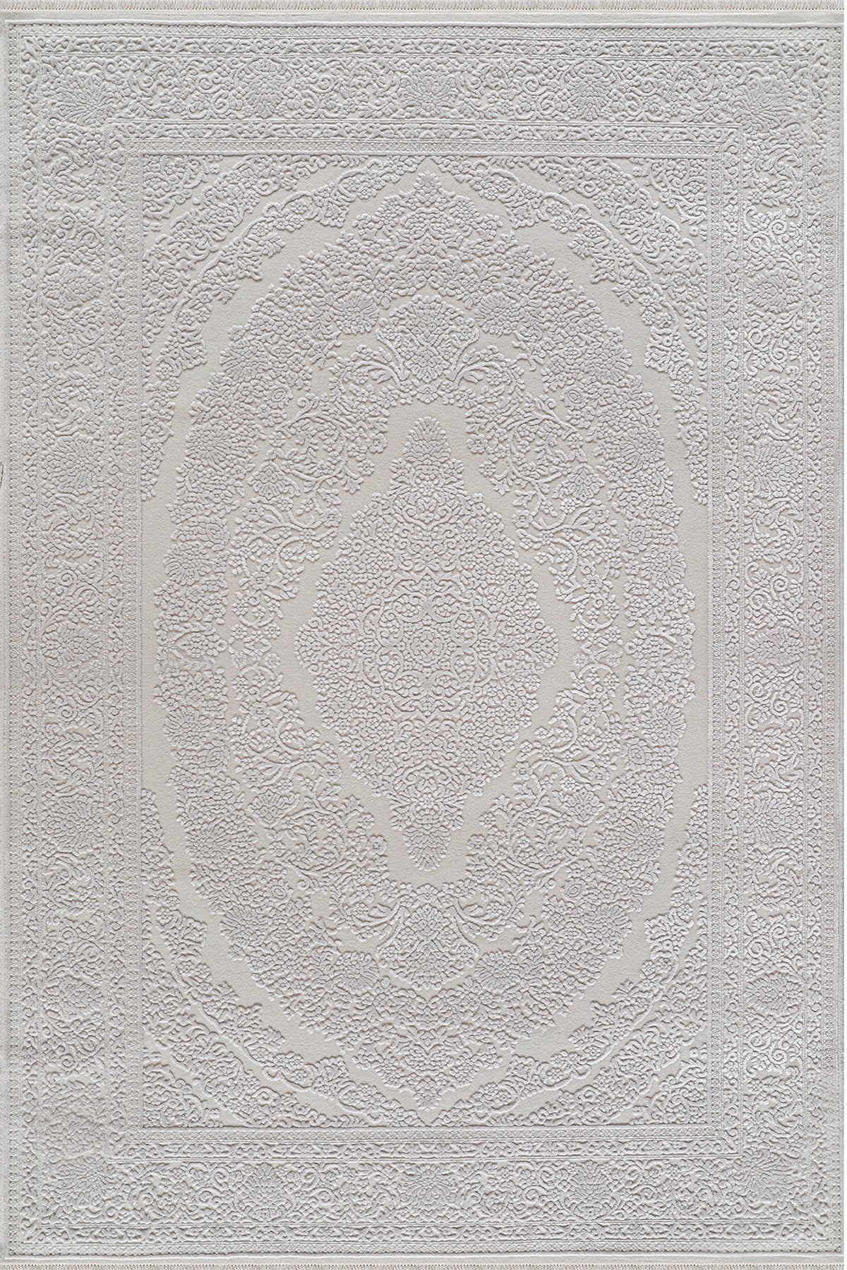 Serenat SE012 White-Anthracite Durable, Soft Textured Rug for Living Room, Kitchen, Hallway, and Sitting Room