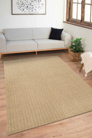 Sisaluna 4443 Bej Jüt Tabanlı Modern Dokuma Kilim Sisal Hasır Halı