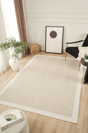 Sisalux 3085 Bej Krem Sisal Dokuma Jüt Kilim Hav Toz Vermez Halı Salon Mutfak Oturma Odası Halısı