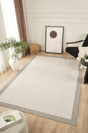 Sisalux 3086 Beyaz Gri Sisal Dokuma Jüt Kilim Hav Toz Vermez Halı Salon Mutfak Oturma Odası Halısı