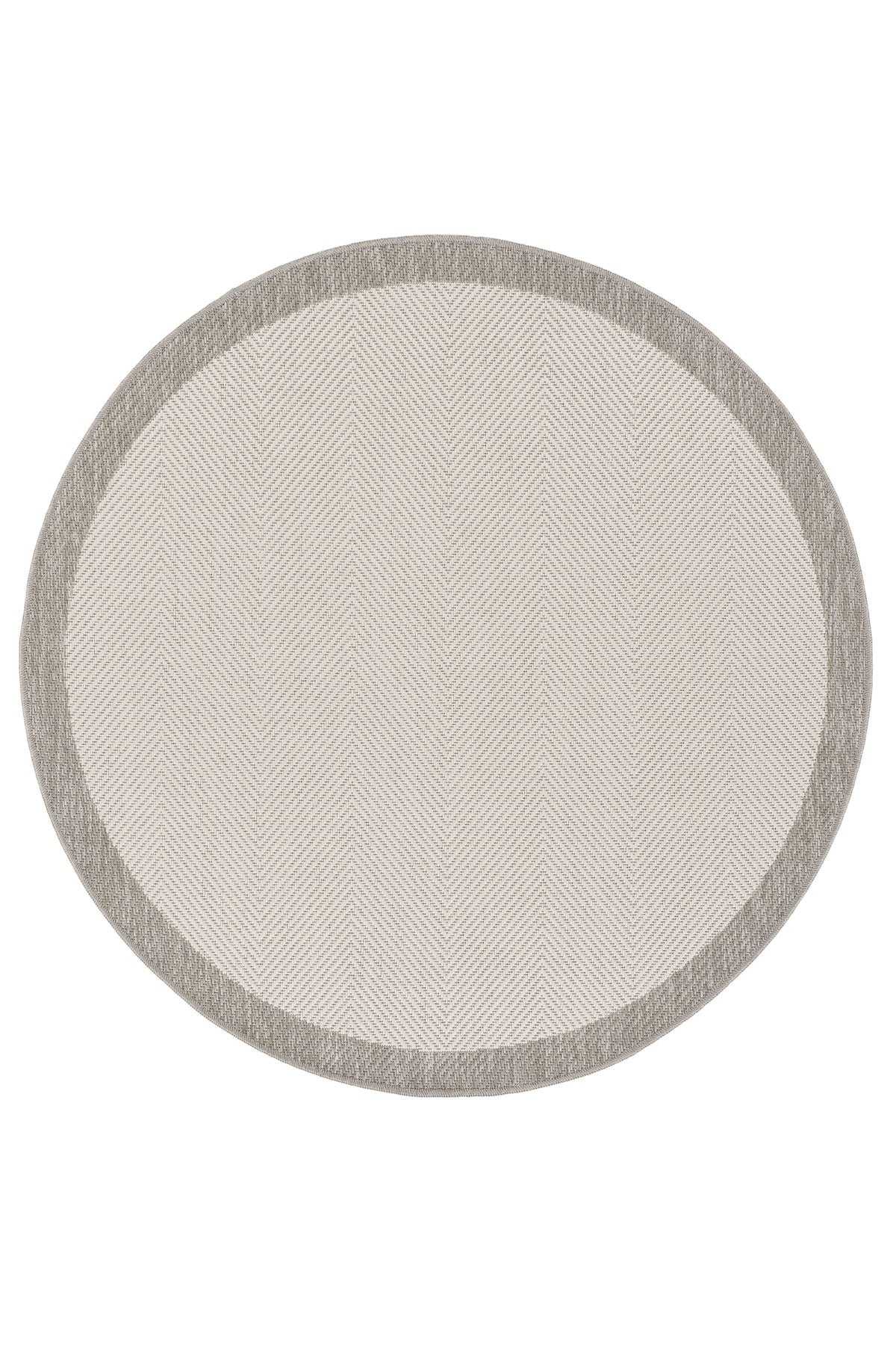 Sisalux 3086 Beyaz Gri Yuvarlak Sisal Dokuma Jüt Kilim Hav Toz Vermez Mutfak Oturma Odası Halısı
