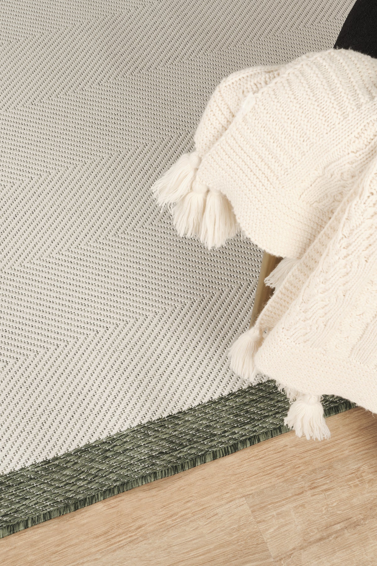Sisalux 3090 Krem Yeşil Sisal Dokuma Jüt Kilim Hav Toz Vermez Halı Salon Mutfak Oturma Odası Halısı