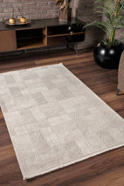 Vavien 1369 Bej Yumuşak Dokulu Salon Mutfak Koridor Oturma Odası Yolluk Halı Makine Halısı