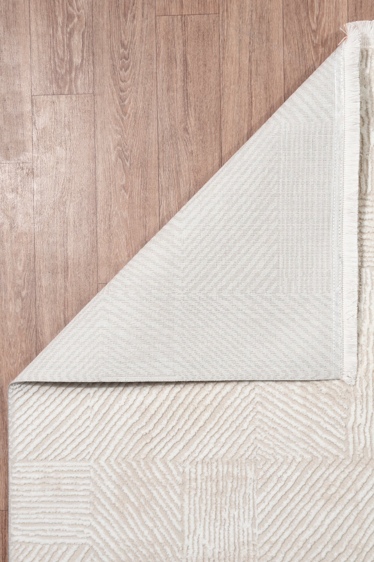 Vavien 1369 Beige Weich strukturierter Läuferteppich für Wohnzimmer, Küche, Flur, Aufenthaltsraum, maschinell gefertigt