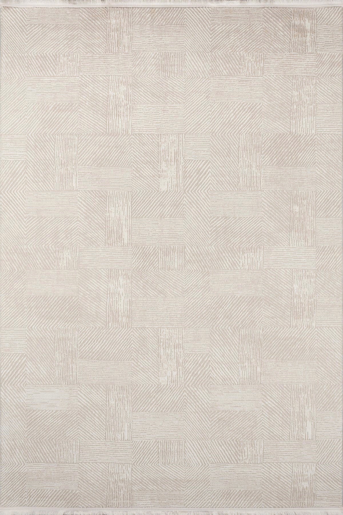 Vavien 1369 Beige Weich strukturierter Läuferteppich für Wohnzimmer, Küche, Flur, Aufenthaltsraum, maschinell gefertigt