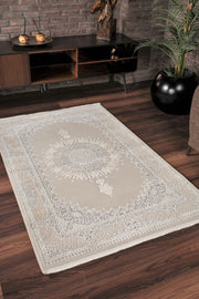 Vavien 1374 Bej Yumuşak Dokulu Salon Mutfak Koridor Oturma Odası Yolluk Halı Makine Halısı