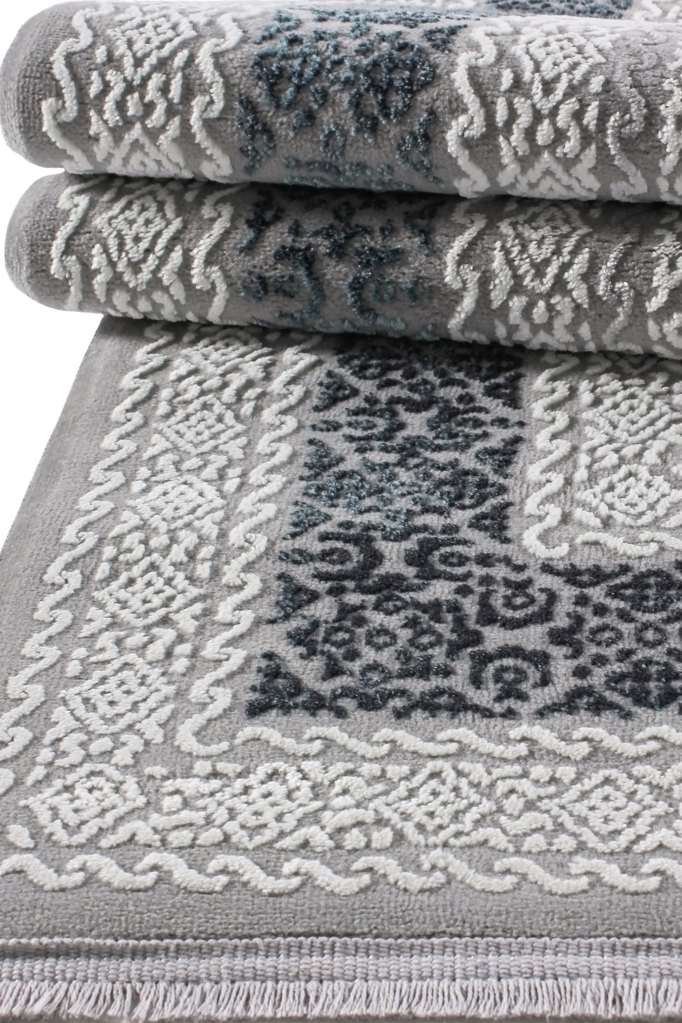 Vavien A0073 Gri Yumuşak Dokulu Salon Mutfak Koridor Oturma Odası Yolluk Halı Makine Halısı