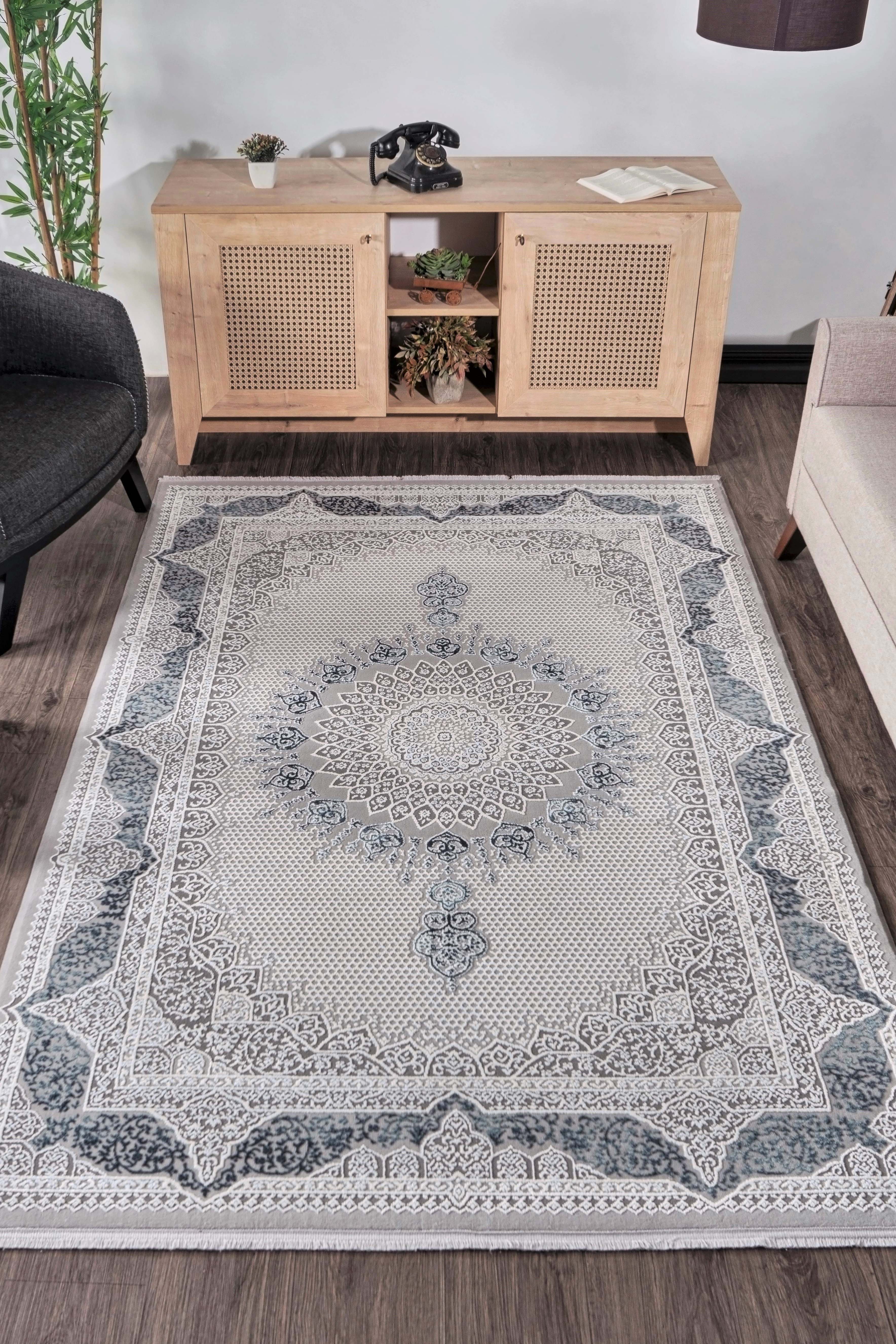 Vavien A0074 Gri Yumuşak Dokulu Salon Mutfak Koridor Oturma Odası Yolluk Halı Makine Halısı