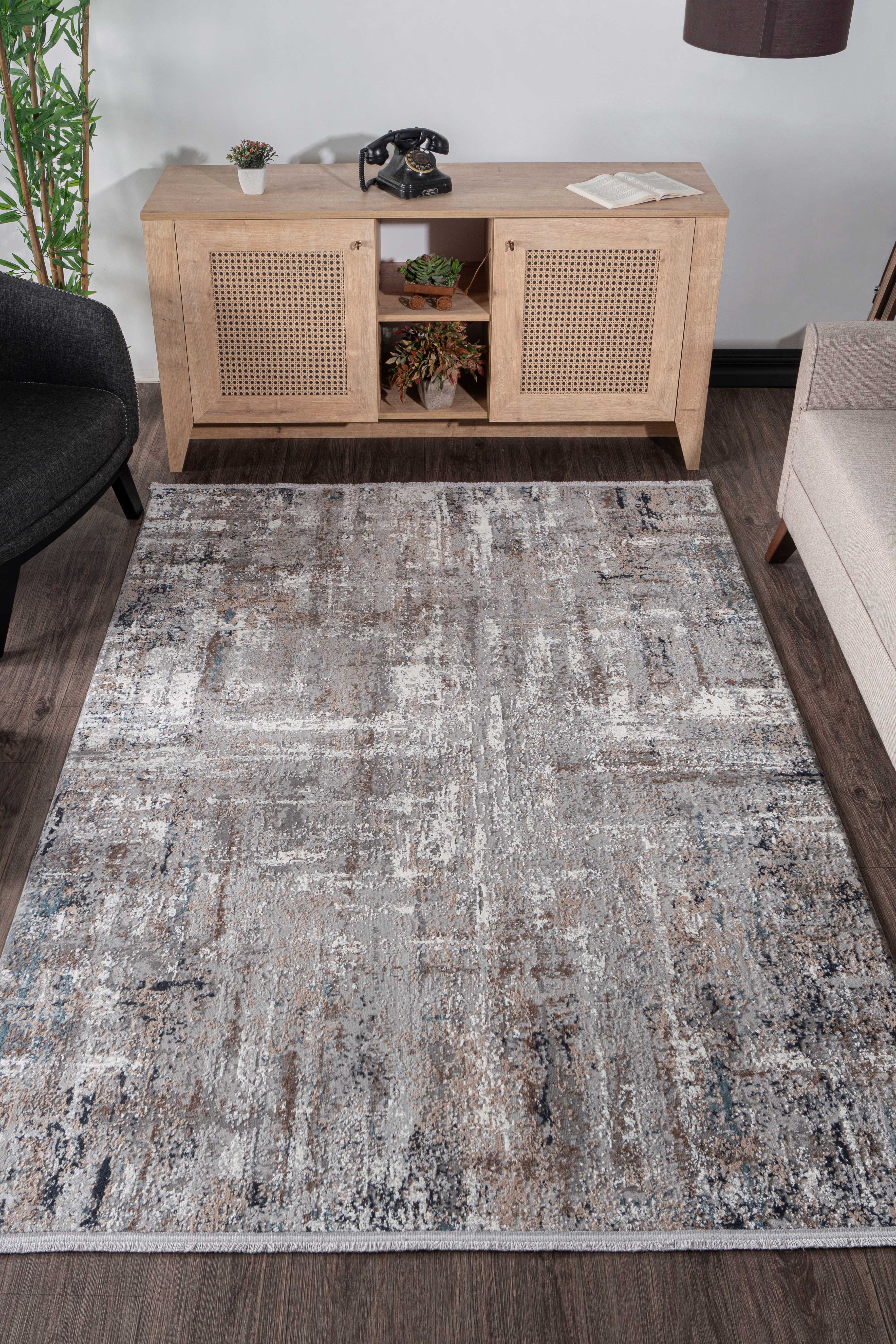 Vavien A0076 Gri Yumuşak Dokulu Salon Mutfak Koridor Oturma Odası Yolluk Halı Makine Halısı