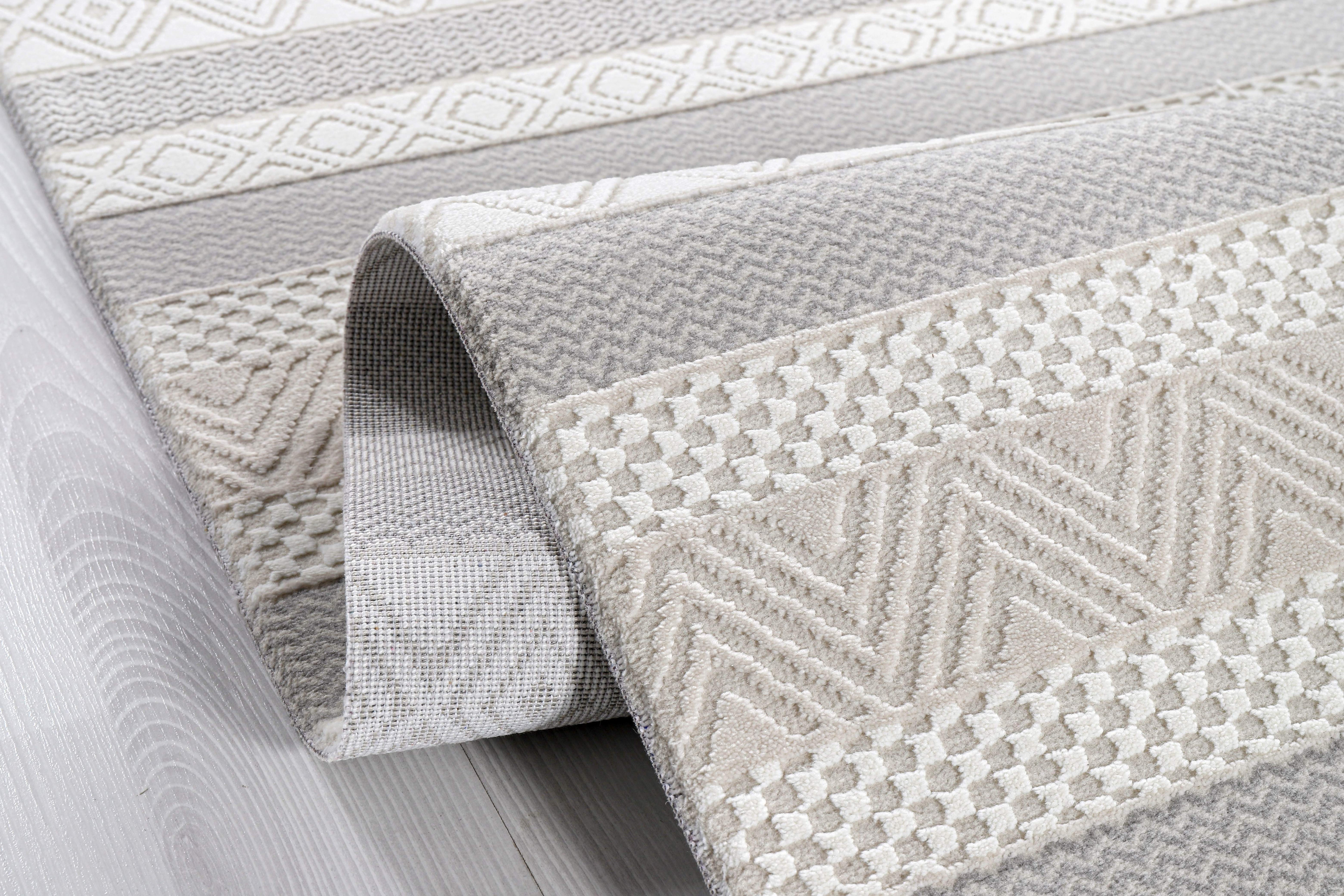Vavien VV079 Creme-Beige, weich strukturierter Läuferteppich, maschinell gefertigt, für Wohnzimmer, Küche, Flur oder Aufenthaltsraum