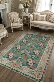 Victorian Tarzı Maksimalist Halı, Çok Renkli Salon Halısı, Çiçekli Kır Evi Halısı