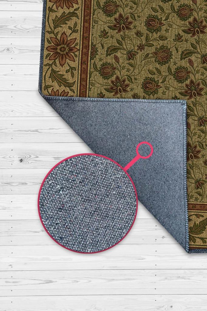 Vintage Salon Halısı, Zeytin Yeşili Halı, Maksimalist Klasik Ev Dekoru İçin Yıkanabilir Halı